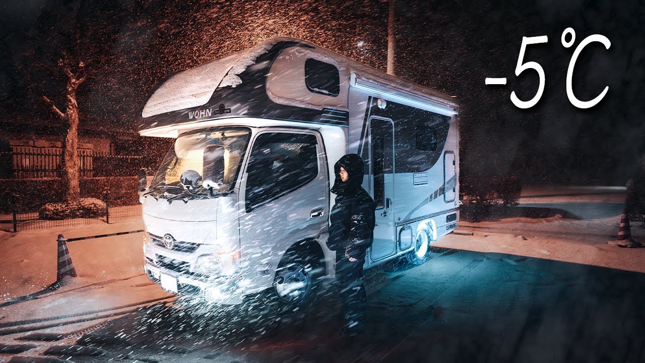 [Субтитры] Автомобильный кемпинг Blizzard | -5°C Японский снег в полноприводном кемпере