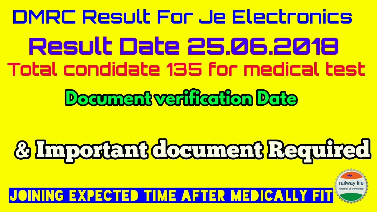 Dmrc result 25.06.2018 :- JE Electronics Regular [ RNE02 ]