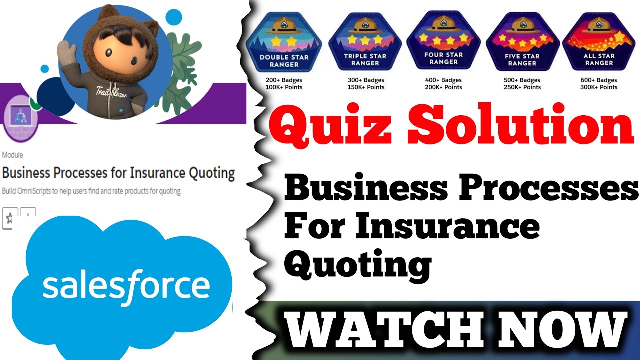 Business Processes for Insurance Quoting || Salesforce Trailhead || Quiz Solution