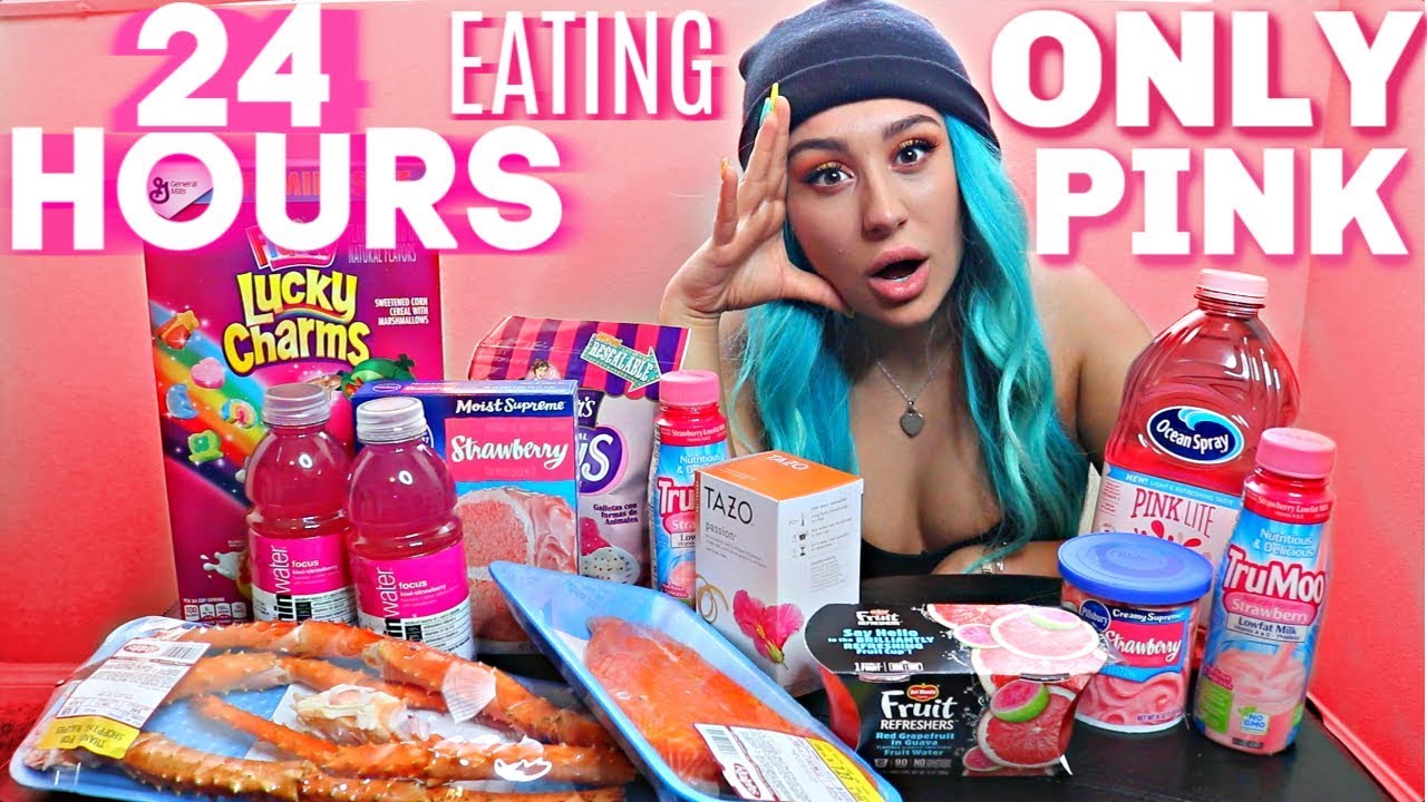24 HOURS Eating Only PINK FOOD!