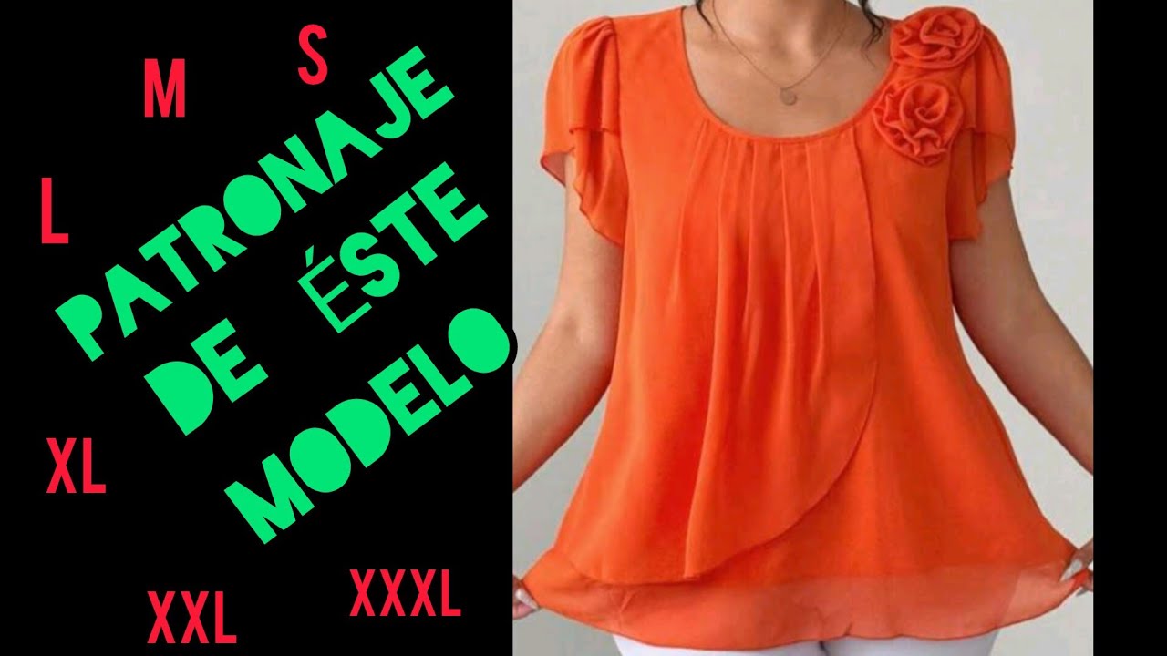 PATRÓN DE BLUSA CON OLÁN AL FRENTE Y FLOR