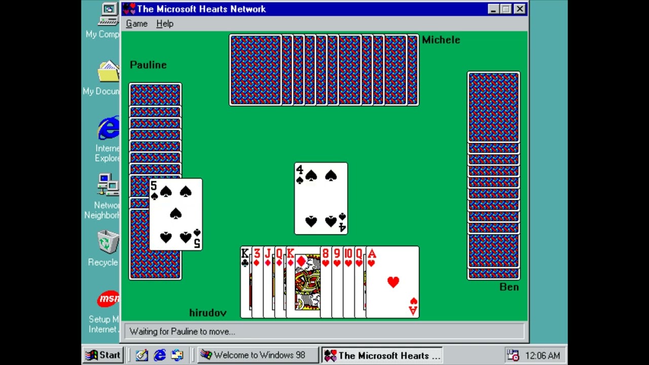Windows 98 Longplay - Microsoft Hearts