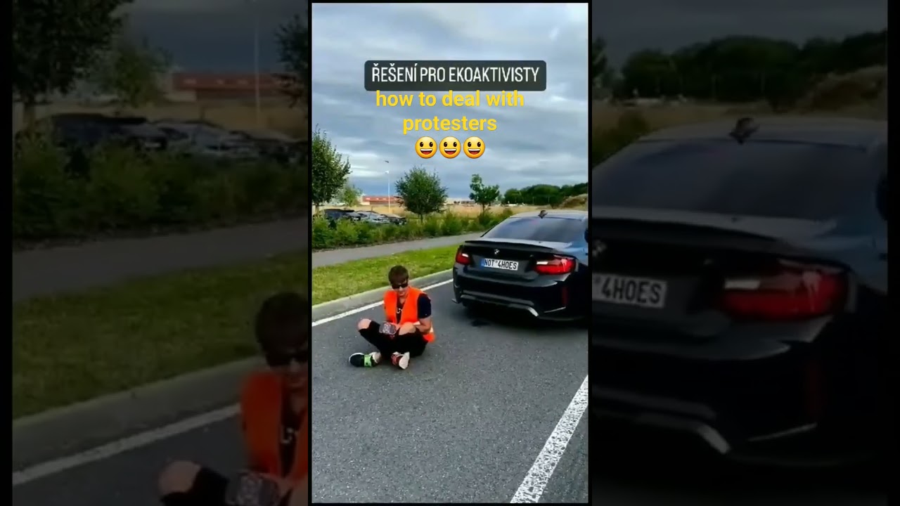 creative way to deal with protesters blocking the road