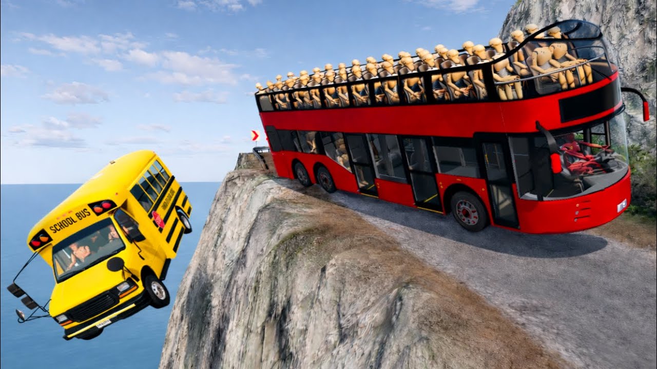 BeamNG.drive | Deadly Full Loaded Bus On Dangerous Cliff Roads 😱| #247 