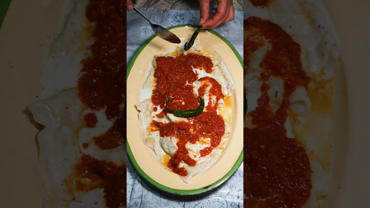The best and most delicious food of the Turkmen people(Yemortely Boreg)😍😋 #food #turkmenistan #asmr