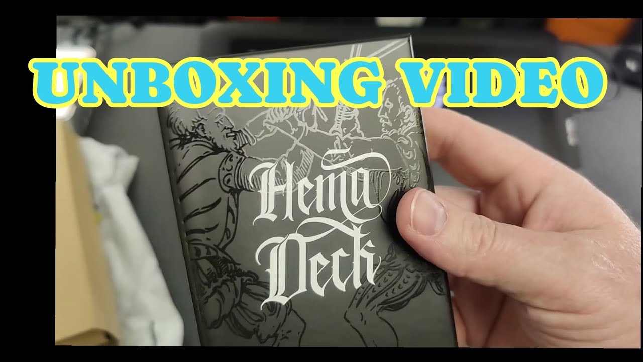 Unboxing the HEMA Decks playing cards.