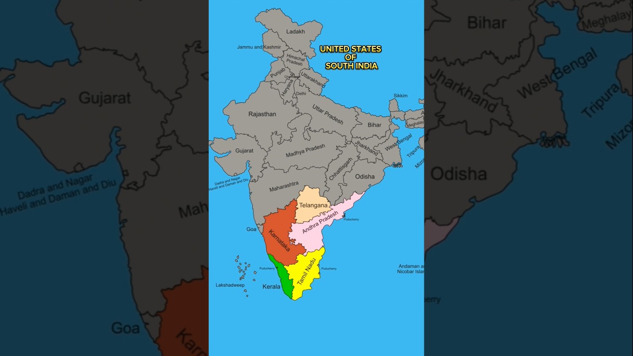 United States of South India #Map #country #india #world #trending #tamilnadu #kerala #geography