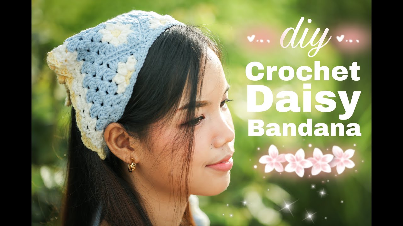 DIY Crochet Daisy Bandana | How To Crochet Daisy Bandana | Chenda DIY