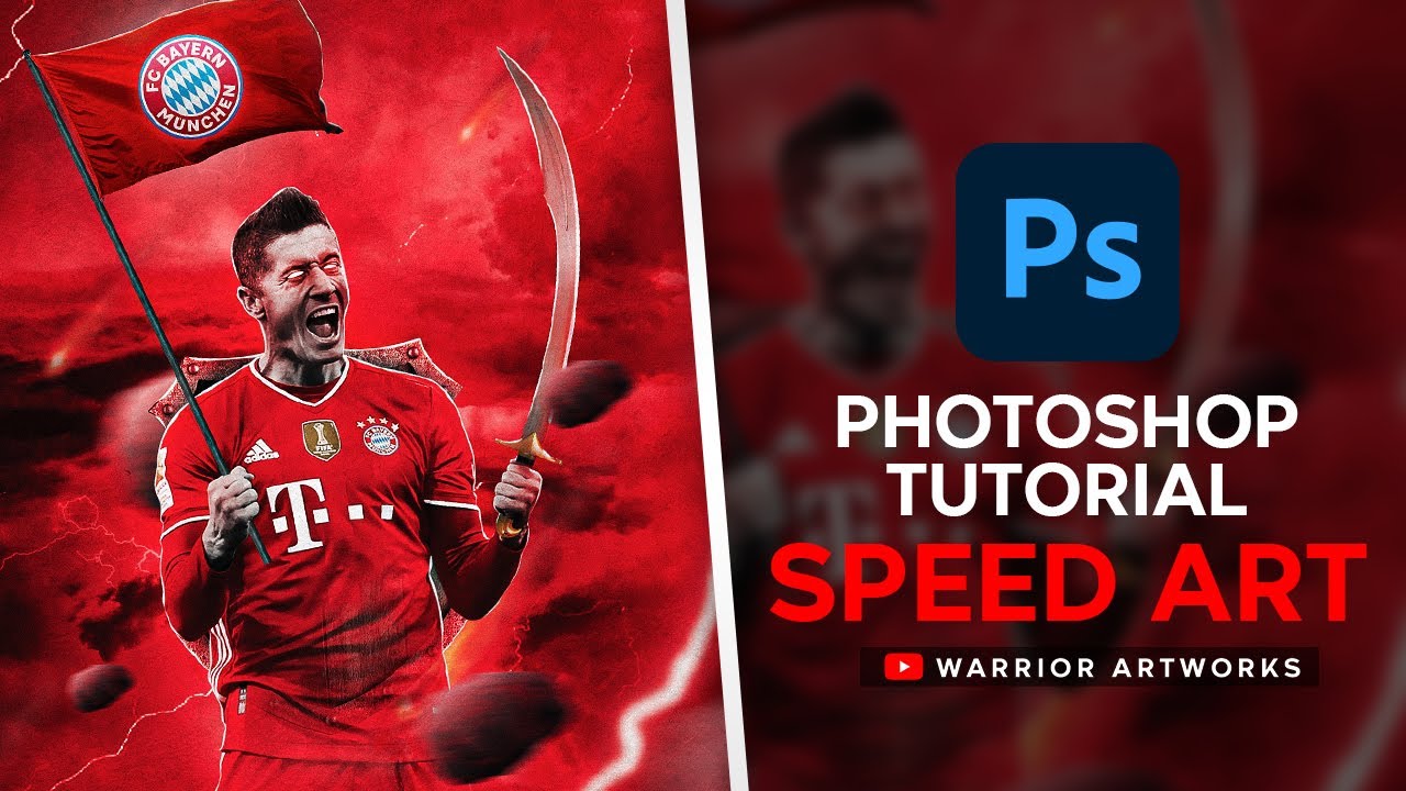 👹 Robert Lewandowski poster | Speed art | Photoshop tutorial | Poster football | Soccer edit 👹