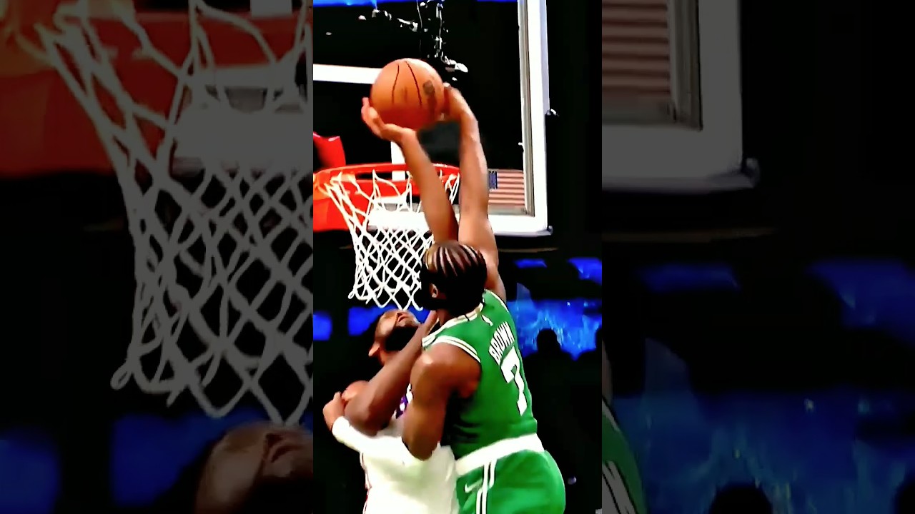 Joel Embiid block on Jalen  Brown 😲 #nba #shorts