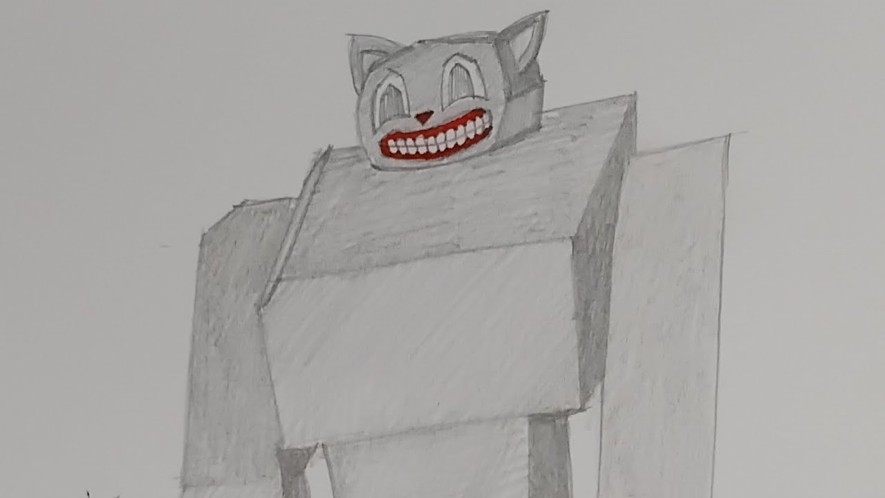 Cartoon cat golem in Minecraft  วาดดินสอ การ์ตูนแคท โกเลม มายคราฟ 