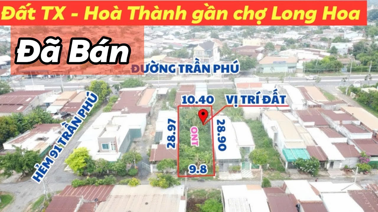 đã bán đất ở đô thị mặt tiền nhựa tại hòa thành full thổ cư diện tích rộng