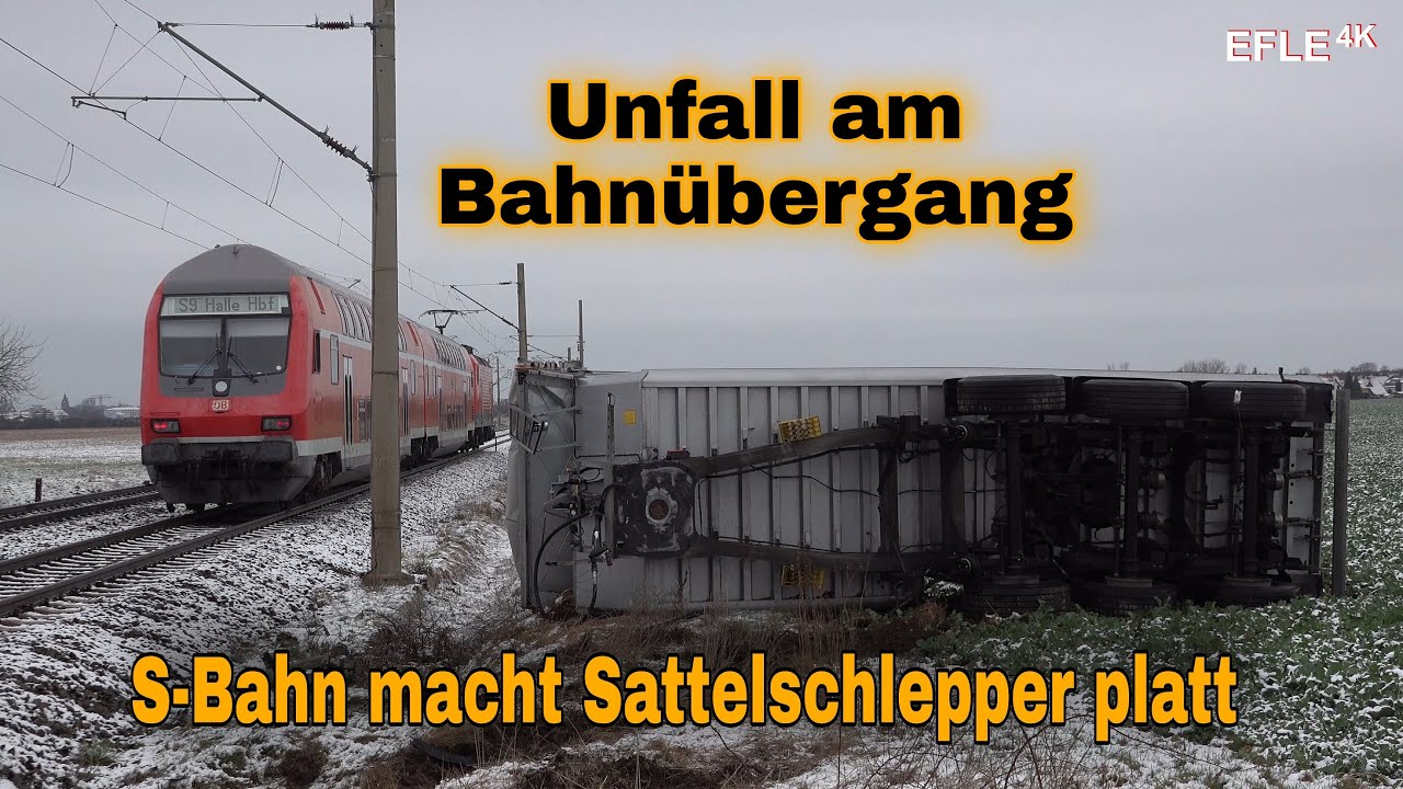 Regionalzug kracht an Bahnübergang in LKW und reißt Anhänger ab/Vier Verletzte/Delitzsch[17.03.2021]