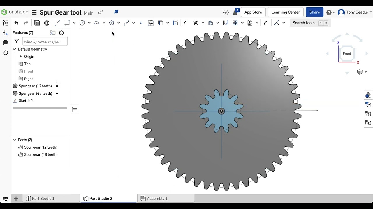Using the Spur Gear tool