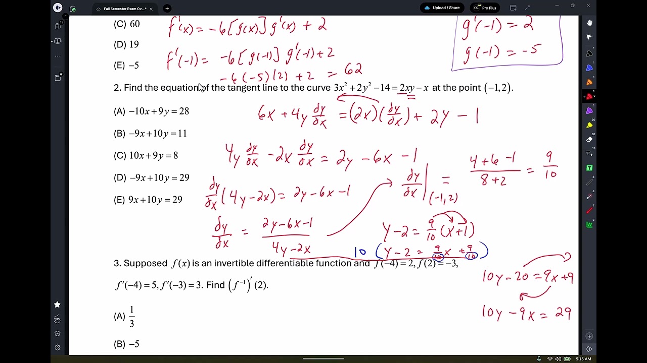 C Fall Semester Exam Overview Calculus AB (Fall 2025)