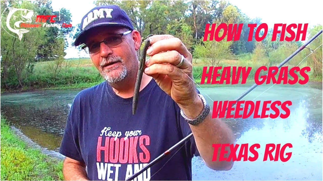 How to Weightless Texas Rig Bass Fishing In Heavy Grass