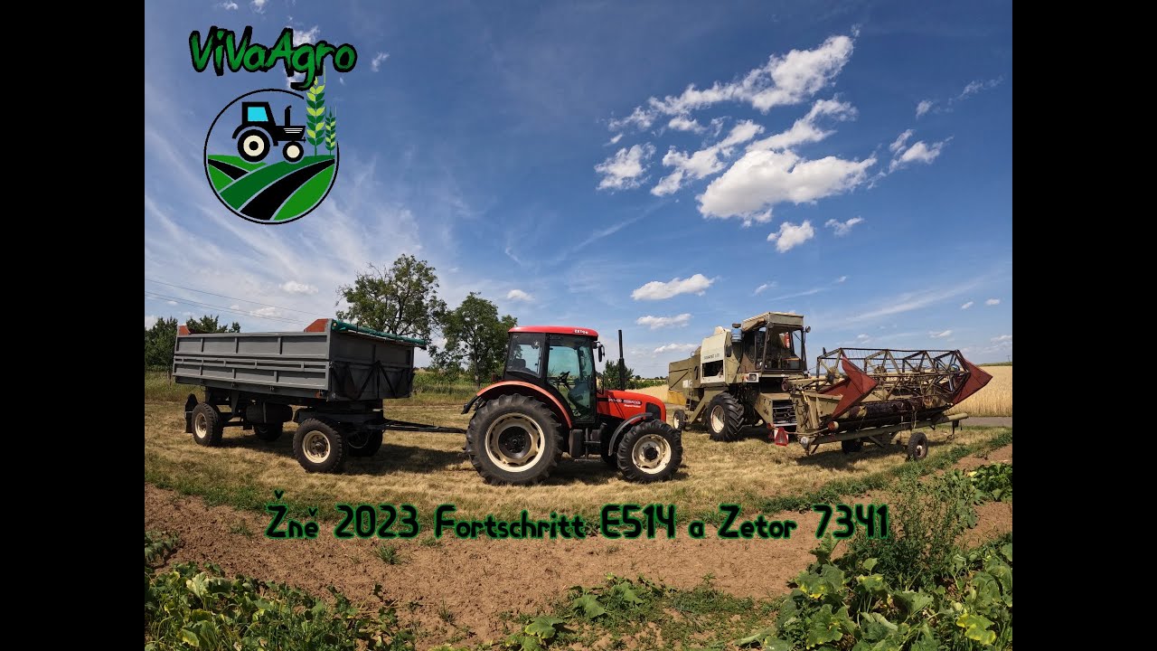 Žně 2023 Fortschritt E 514 a Zetor 7341-Ječměn