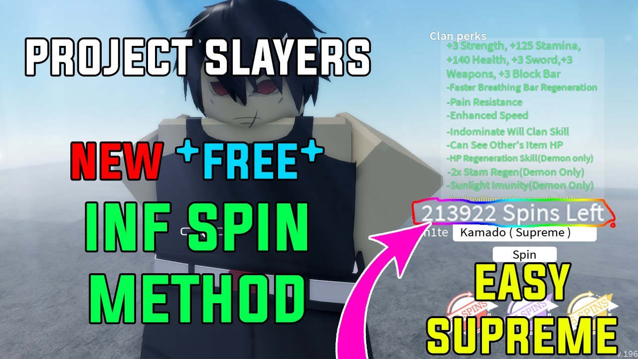 ROBLOX PROJECT SLAYERS NEW INF SPIN SCRIPT *FREE* (EASY SUPREME CLANS , INFINITIE SPINS EXPLOIT )