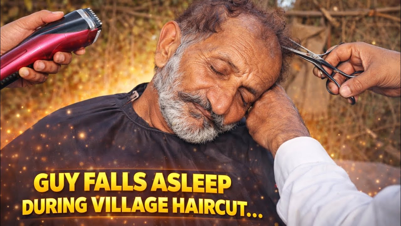 He Fell Asleep 😴 Real Village ASMR Haircut & Beard Shave | No Talking Relaxation