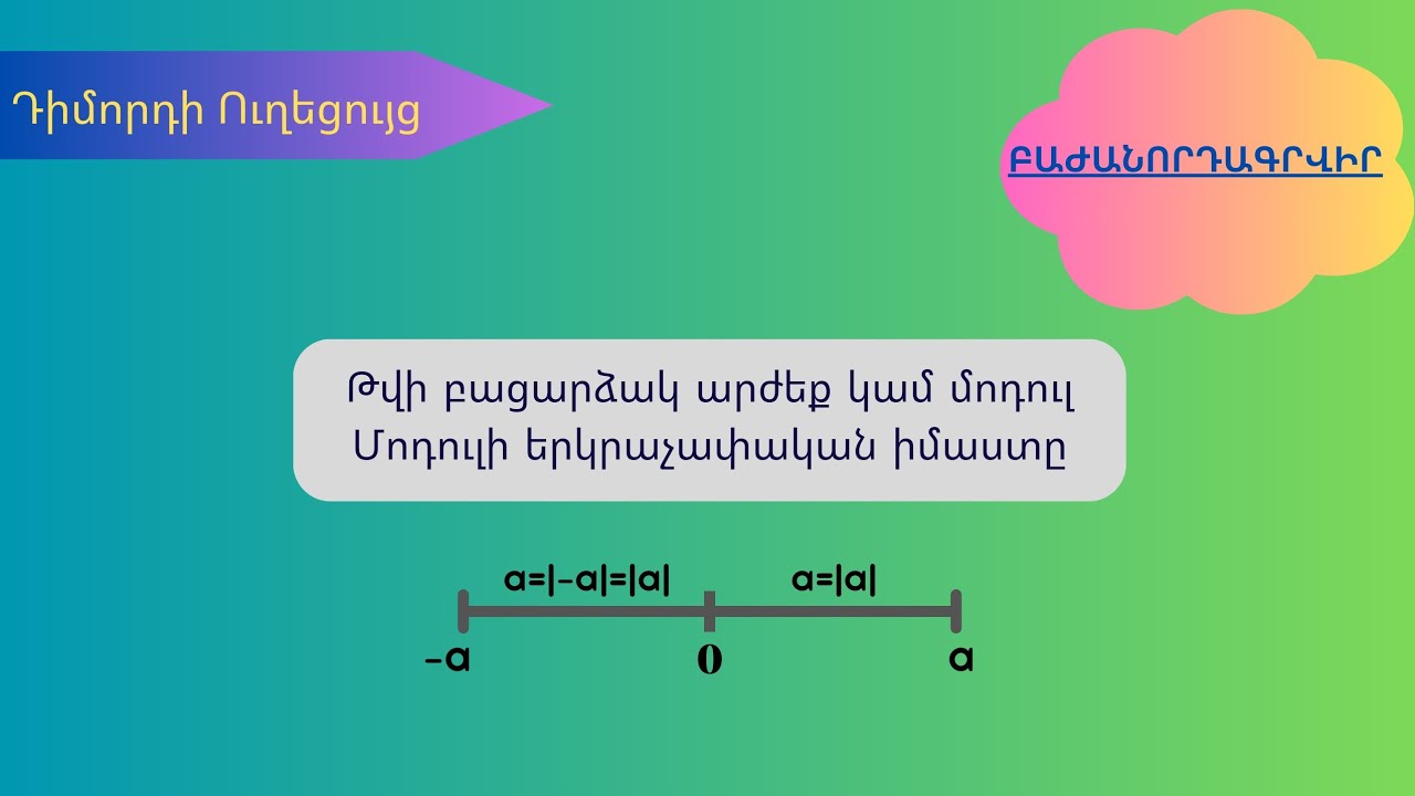 Թվի բացարձակ արժեք կամ մոդուլ: Մոդուլի երկրաչափական իմաստը: Վարժություններ | @dimordiuxecuyc