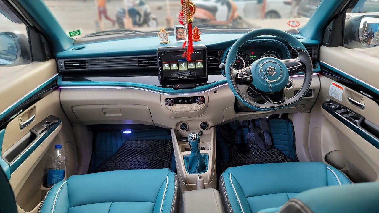 ERTIGA 2023 LUXURIOUS INTERIOR MODIFICATION WITH PERSIAN GREEN COLOR  ALL THE WAY FROM KARNATKA