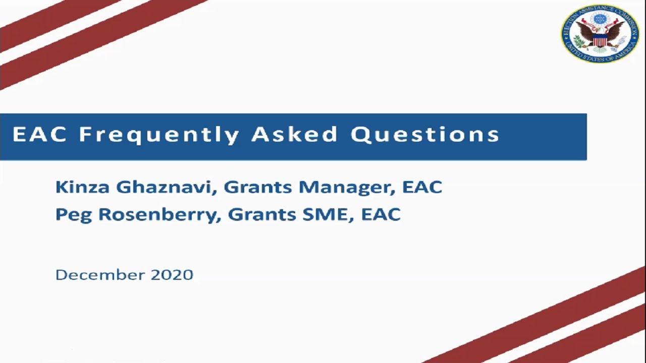 EAC Federal Financial Report Training