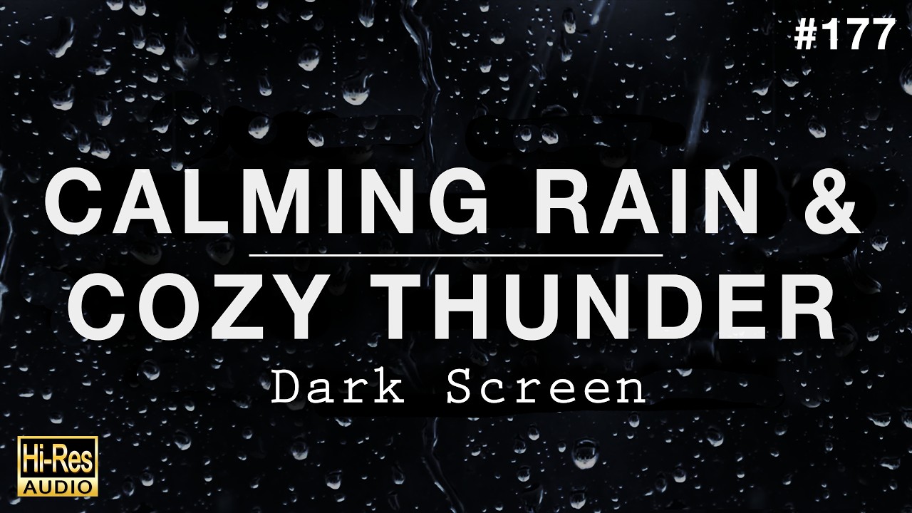 Calming Rain Sounds at Night with Cozy Thunder for Sleeping (BLACK SCREEN)