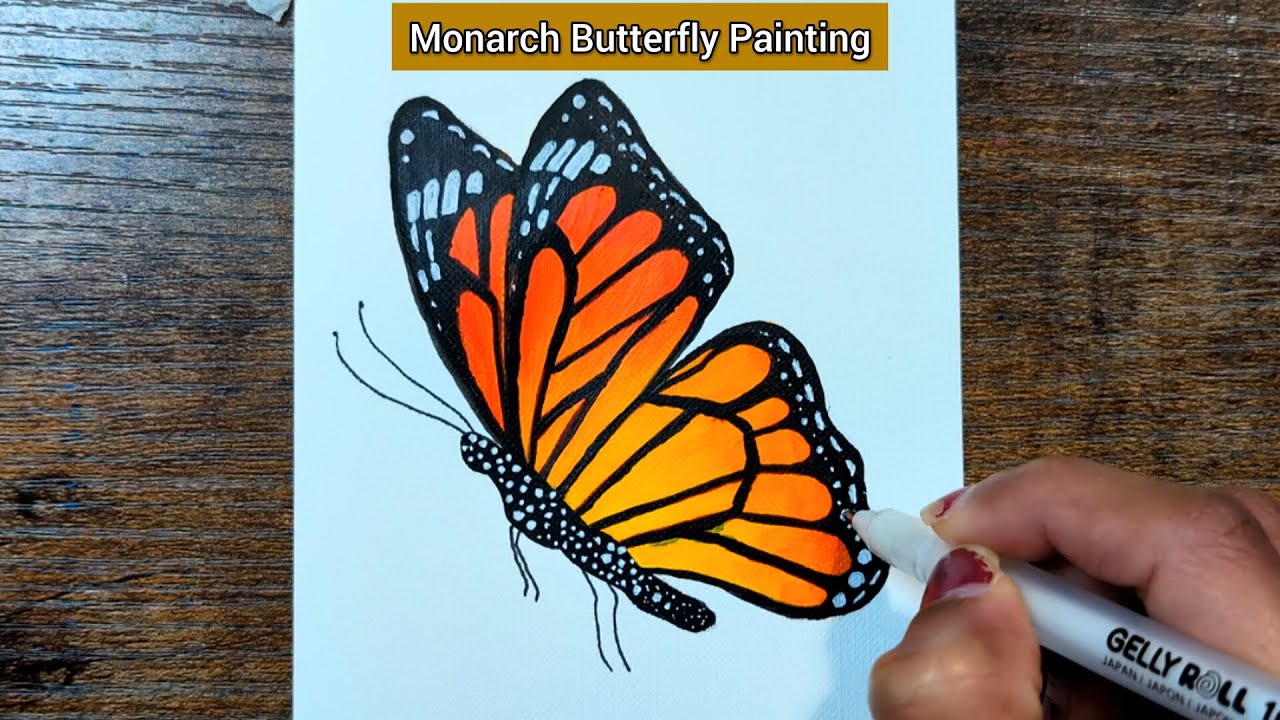 How to Paint Monarch Butterfly | Acrylic Painting Tutorial | Step-by-step