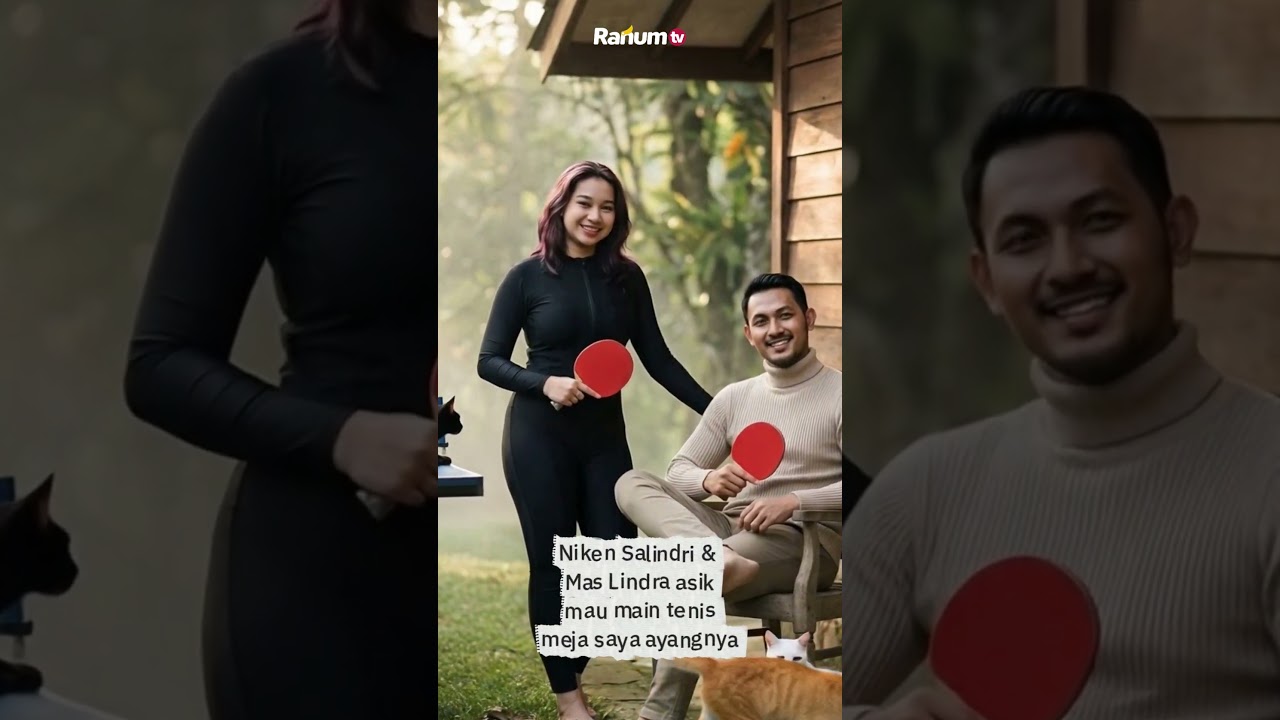 Niken salindri dan mas lindra asik main tenis meja bareng seru