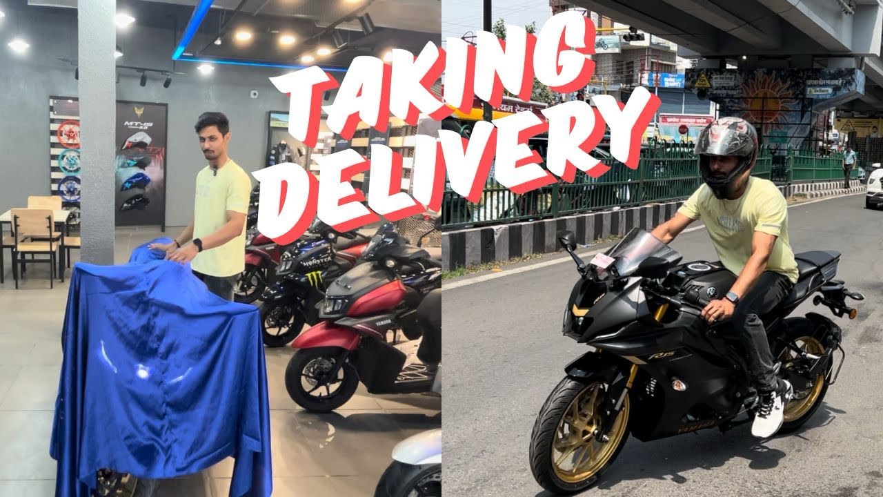 TAKING DELIVERY OF MY NEW BIKE | R15 v4 DARK KNIGHT 😍❤️