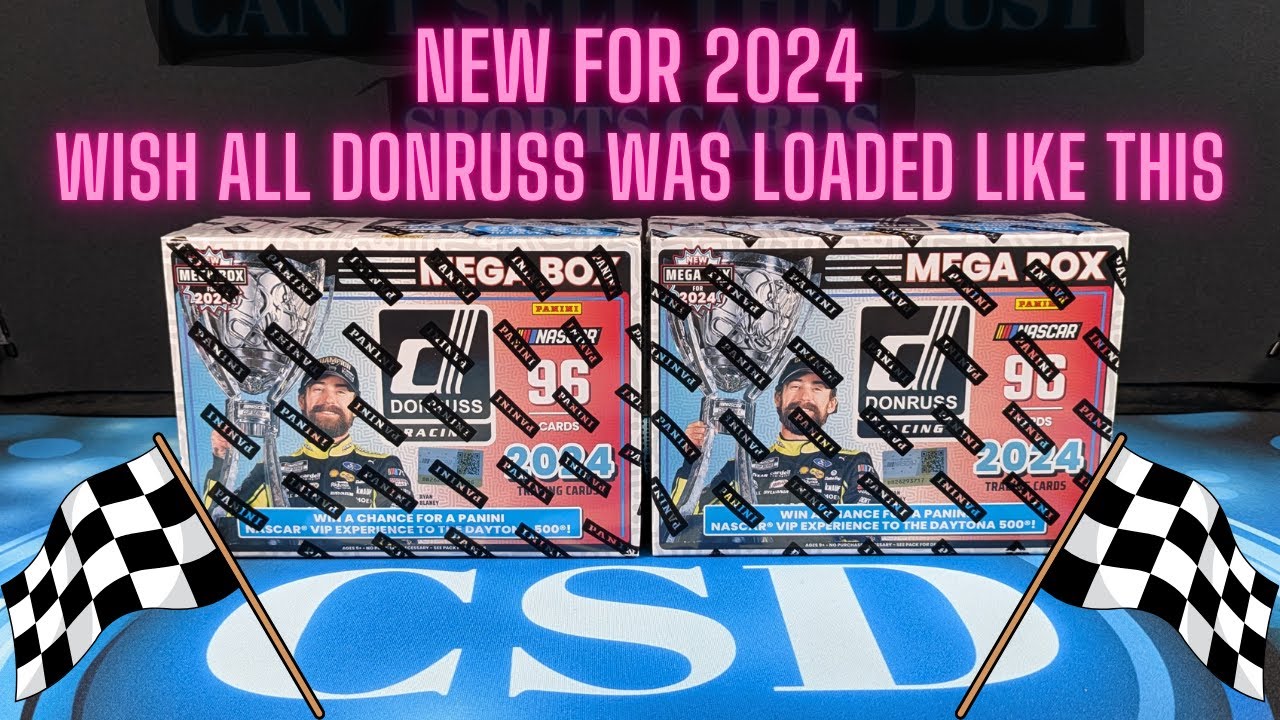 Обзор мегабокса Donruss Racing Nascar 2024 года. 2 авто или мемориала и 24 вставки в каждом боксе!