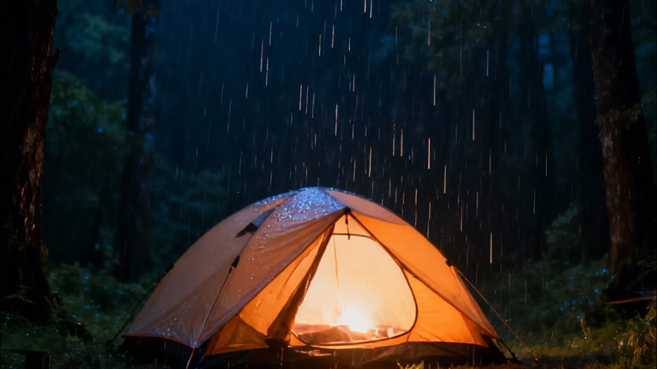 2 Hours of Real Night Rain Inside a Cozy Camping Tent