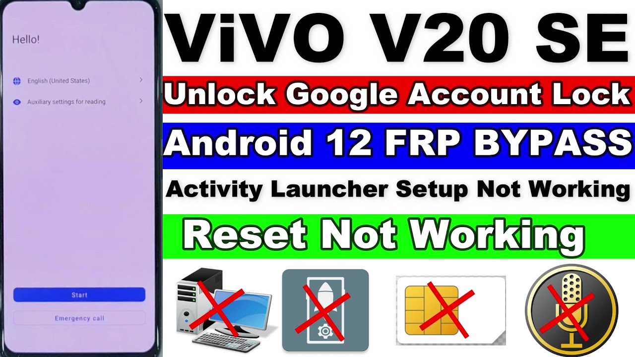 Vivo V20 SE FRP Bypass Android 12 | Reset Not Working/Activity Launcher Setup Not Working Without Pc