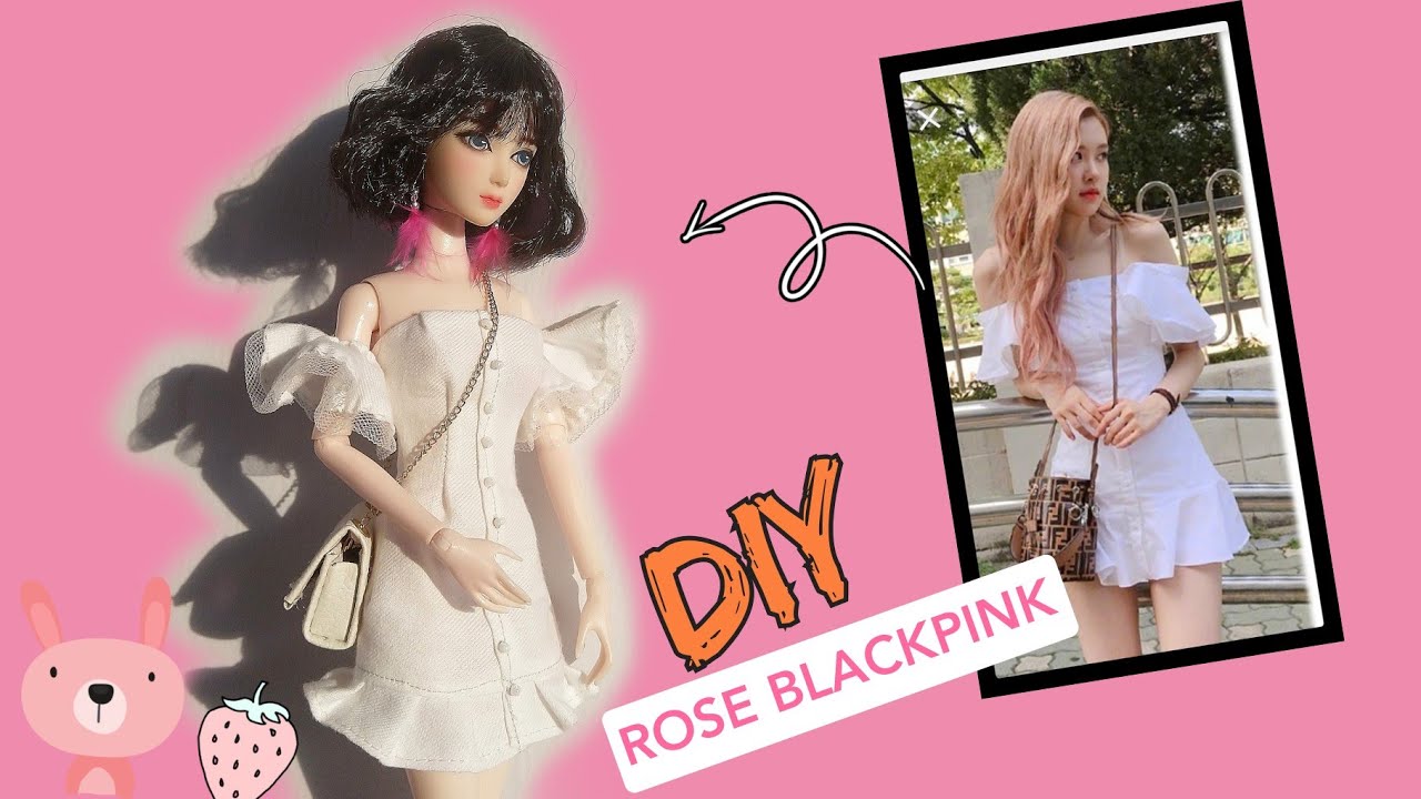 DIY MAY ĐẦM TRỄ VAI GIỐNG ROSÉ BLACKPINK | BÚP BÊ MÍA