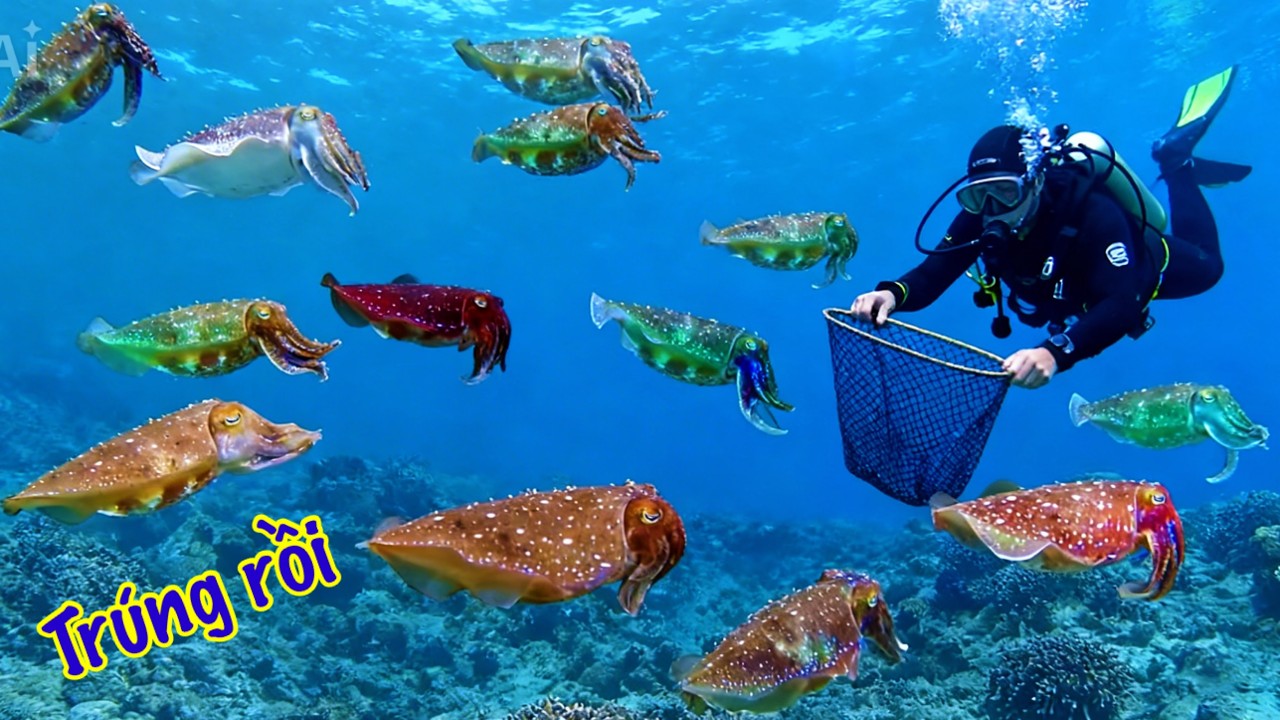 Lặn Biển Trường Sa Trúng Điểm Nữa Rồi!!! 120 Phút Bội Thu Hàng Chục Con Mực To