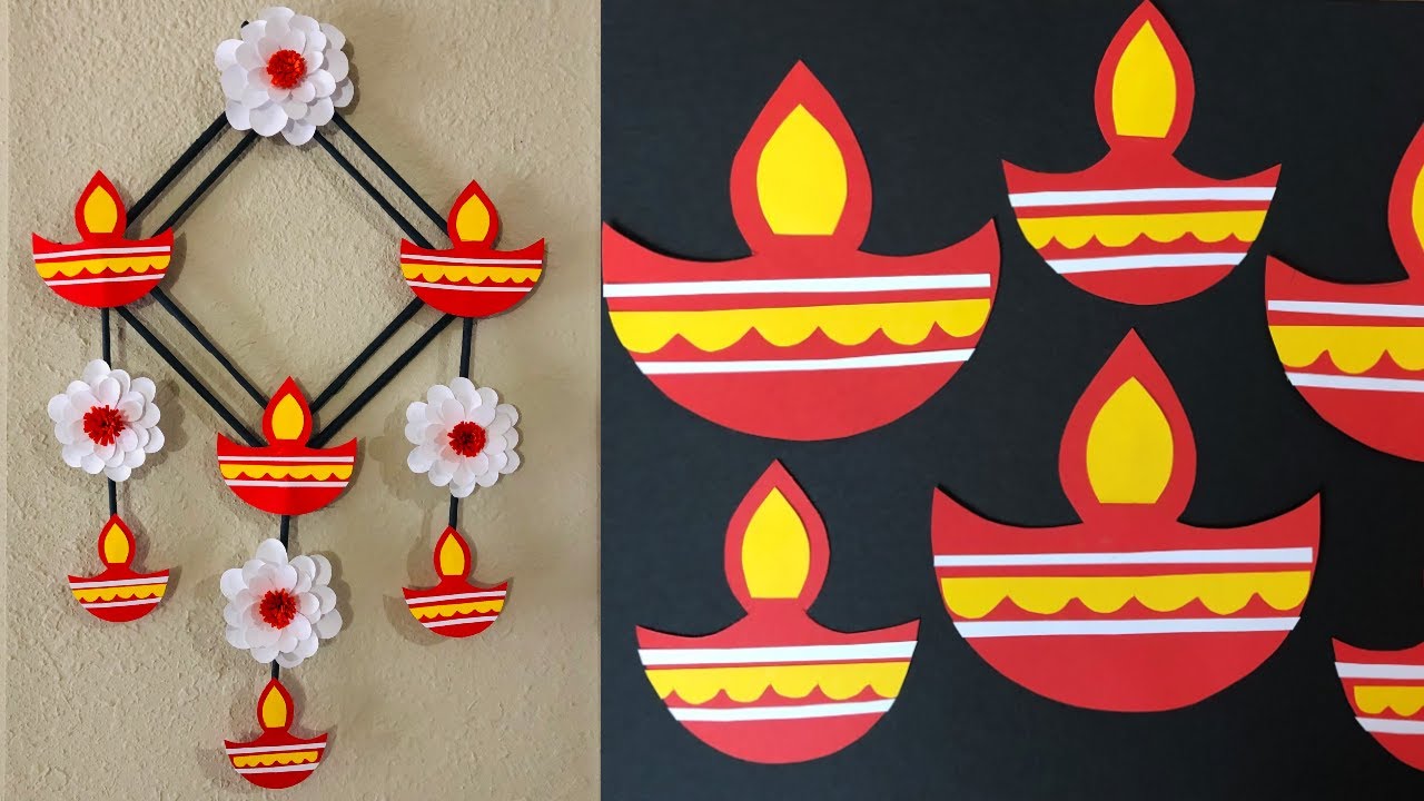 DIY Paper Diya Wall Hanging || Diwali Decoration Ideas 2020  ||Home Decoration Craft For Diwali