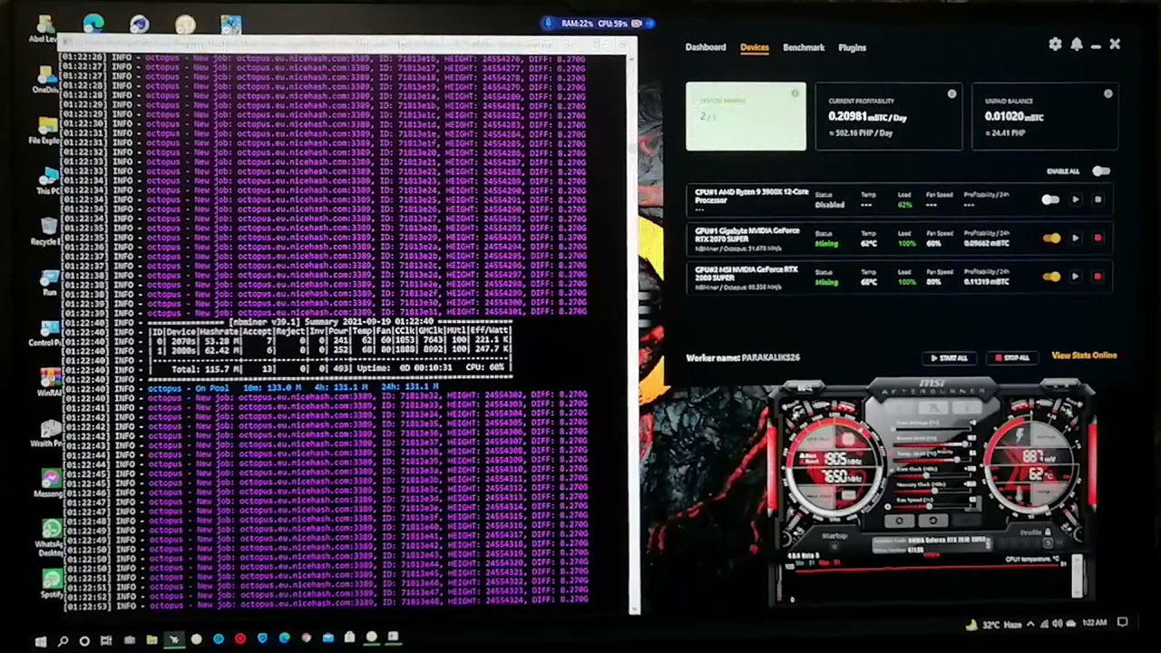 RTX 2080 Super, 2070 Super - NBMiner/Octopus@115.7MH/s | Mining profit overview & Overclock settings