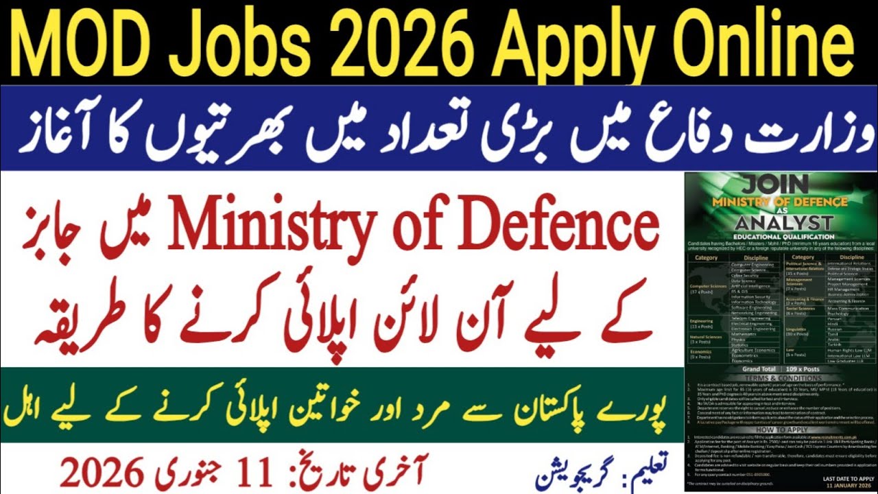 Ministry of Defence Jobs 2025 | MOD Jobs 2025 How to Apply | Analyst Jobs | Education Forum Pak