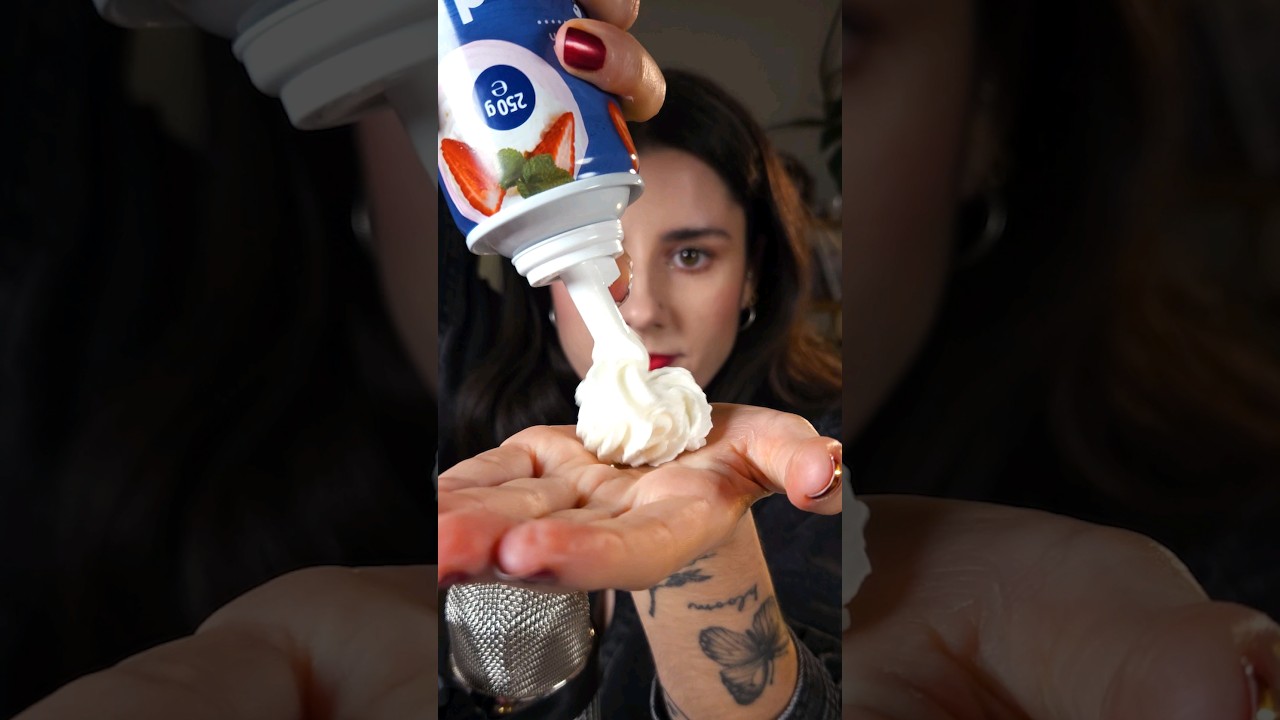 drunk elephant whipped cream moisturiser vs ACTUAL whipped cream 🐘✨🍦 #asmr