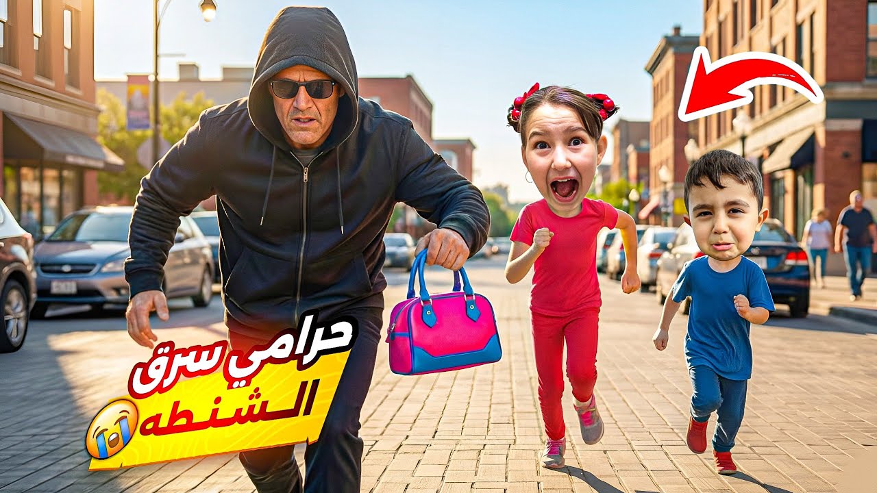 حرامي سرق شنطة ماما😱دخلنا شارع مخيف وعتمة😨#هبوش #فاميلي #آدم #بلال 