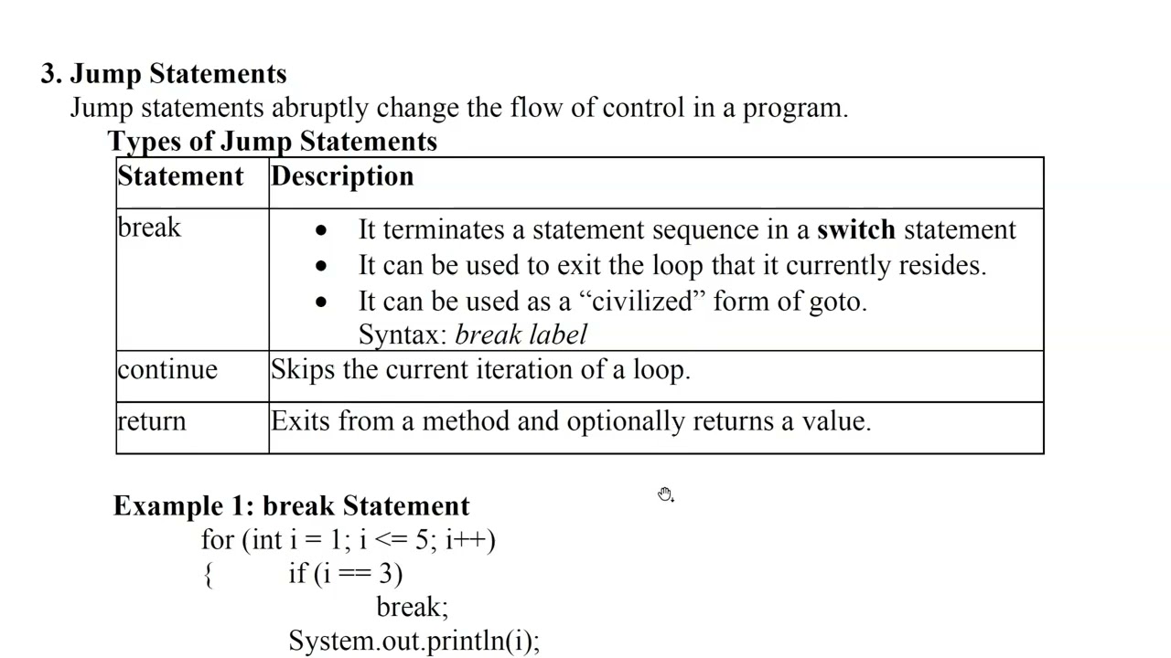 Control Statements in JAVA