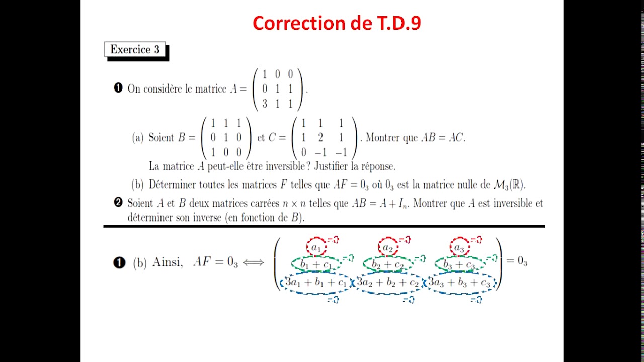 Exercice sur les matrices inversibles