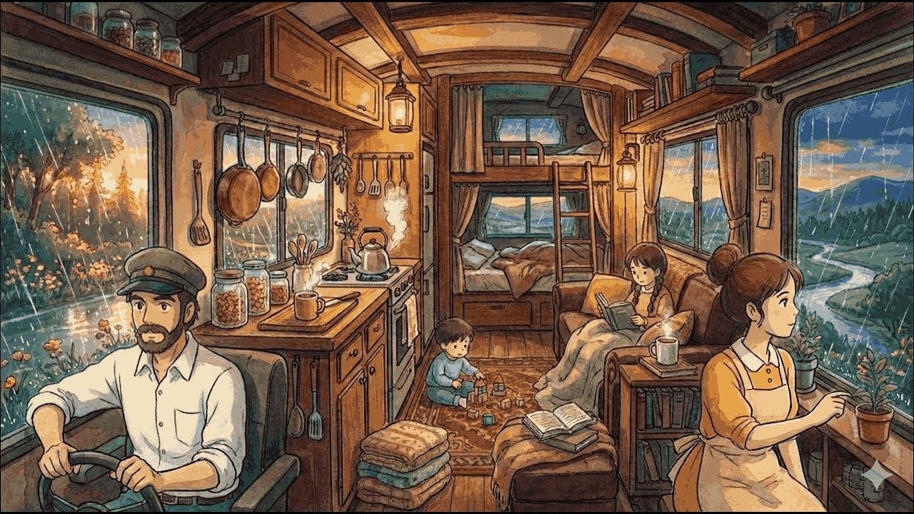 Cozy Ghibli Style Cave Life | Rain Sounds for Sleep & Study