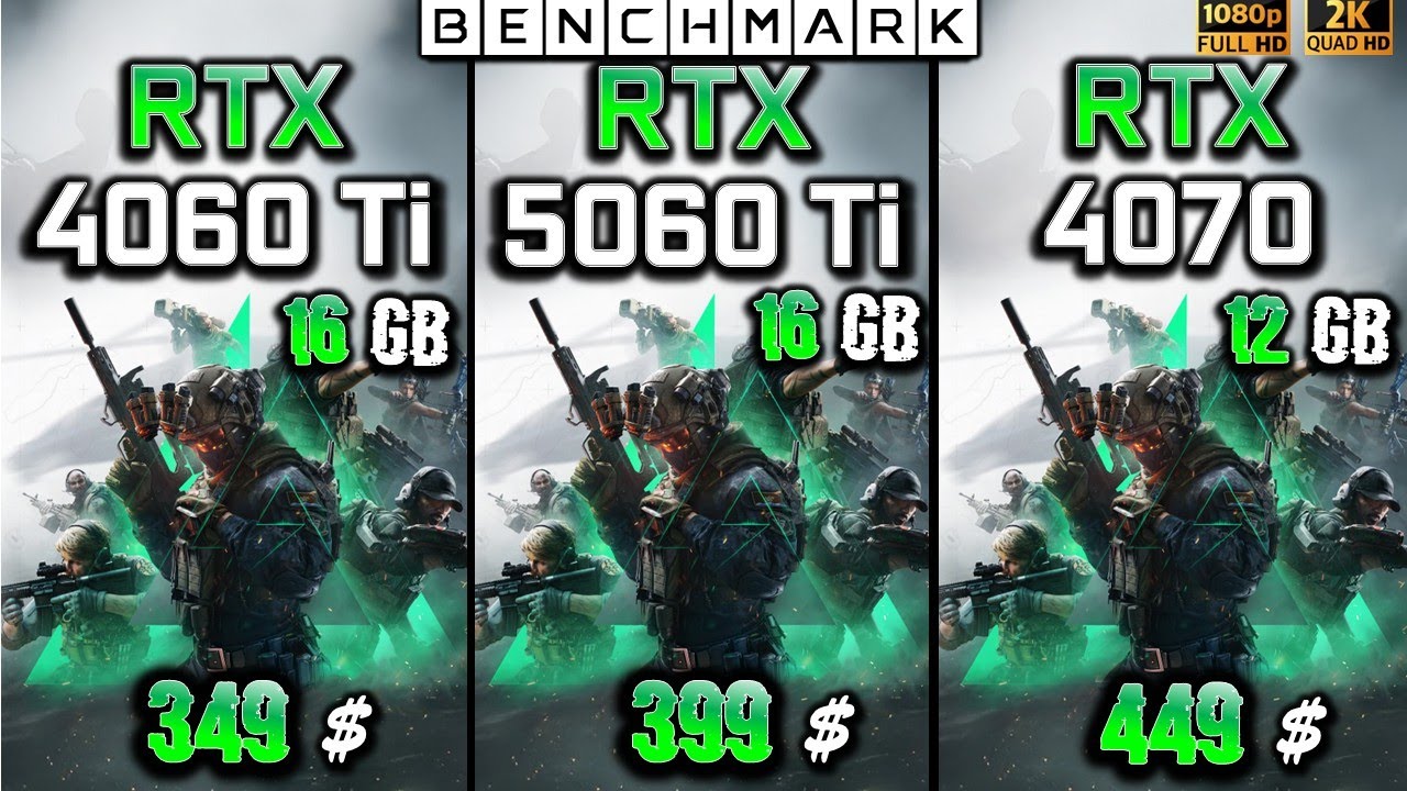 RTX 5060 TI 16GB vs RTX 4060 Ti 16GB vs RTX 4070 12GB / Test / 1080p - 1440p  / Ryzen 7 9800X3D