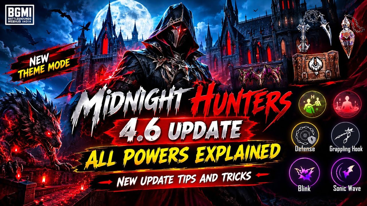 🔥New BGMI 4.6 Update All Powers Explained In Detail | Midnight Hunters Theme Mode Tips And Tricks