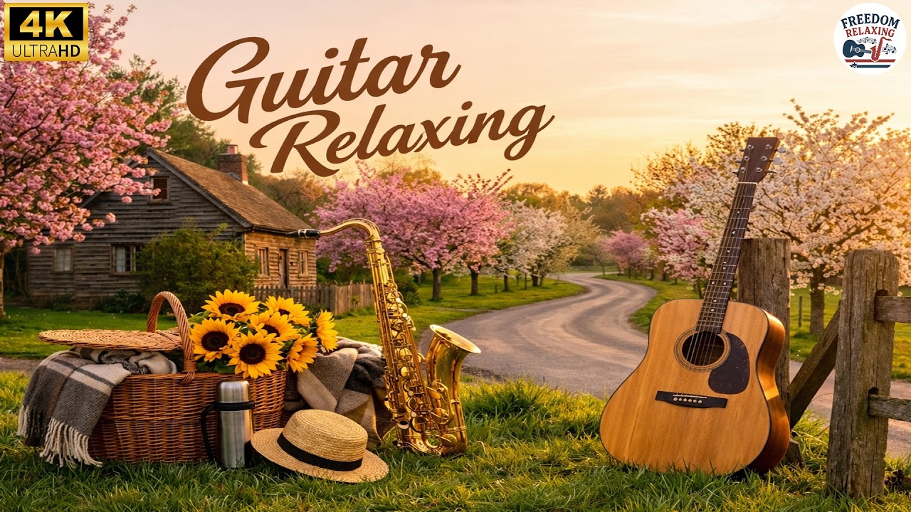 Take a peaceful walk around America residence houses 🏡 Best Classical Guitar Instrumental Music