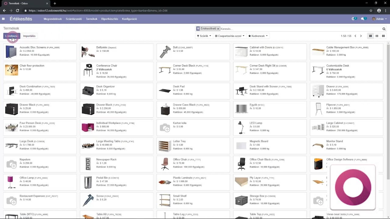 Odoo 12 - &uacute;j term&eacute;k hozz&aacute;ad&aacute;sa