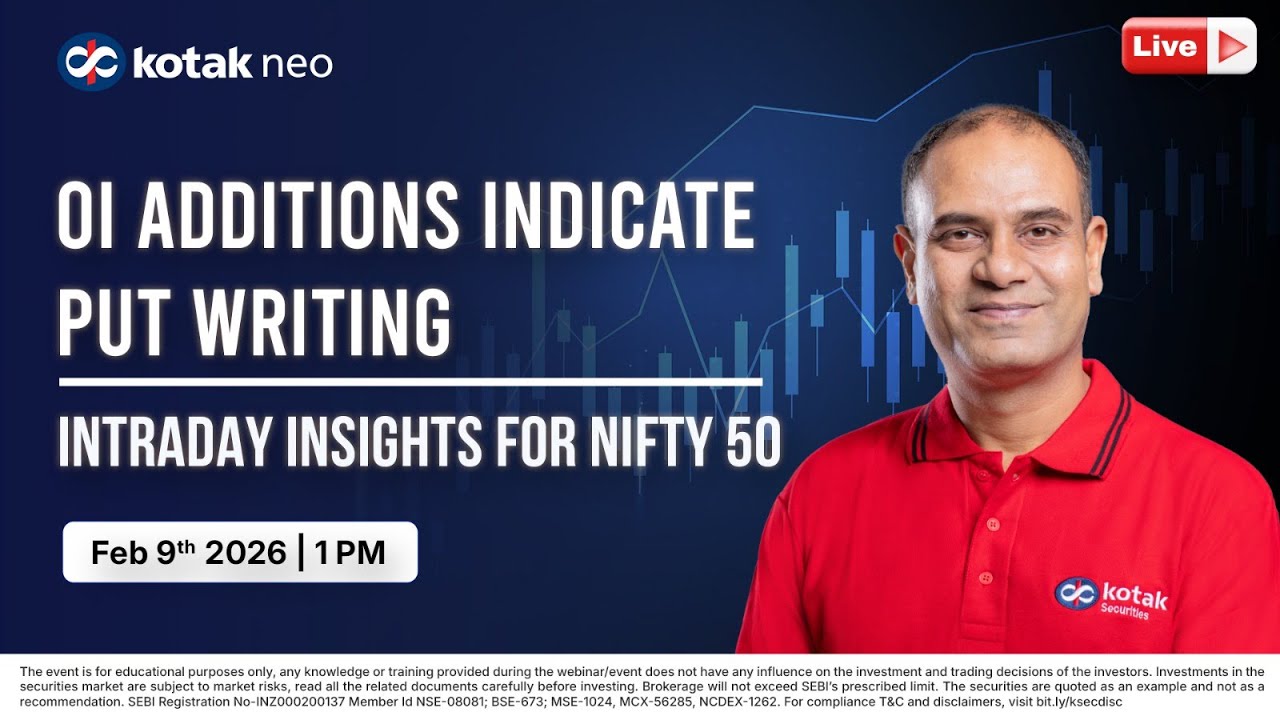 🔴 [Live] Intraday Insights for Nifty 50 | OI additions indicate Put Writing I 9th Feb I Kotak Neo