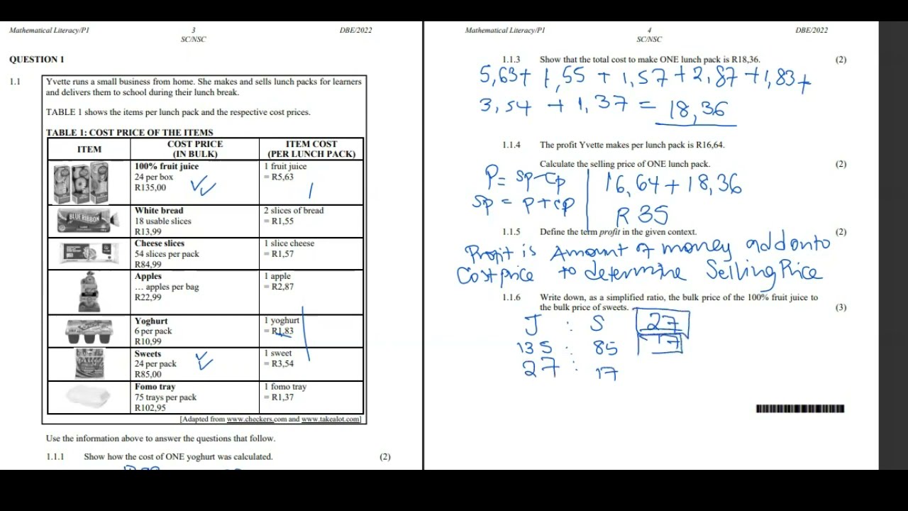 GRADE 12  MATHEMATICAL LITERACY: PAPER 1 PRELIM EXAM 2022: THUNDEREDUC