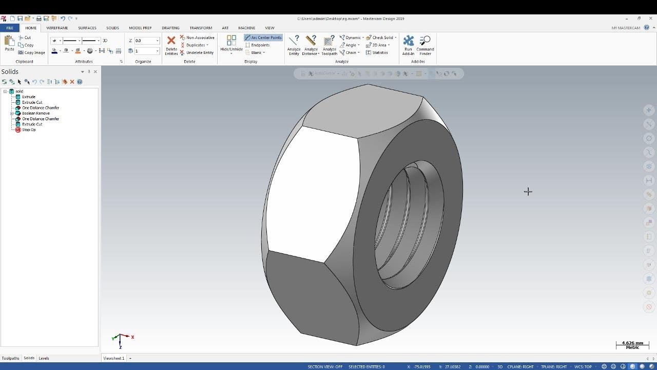 Tutorial MasterCam 2019 : Two methods of Drawing Nut